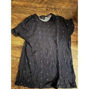 Cactus Man Ricky Singh Mens Slim Fit Anchor Print T-Shirt Navy Blue Large L